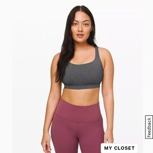 lululemon Energy Bra Medium Support, B–D Cups in Heathered Black—size 4